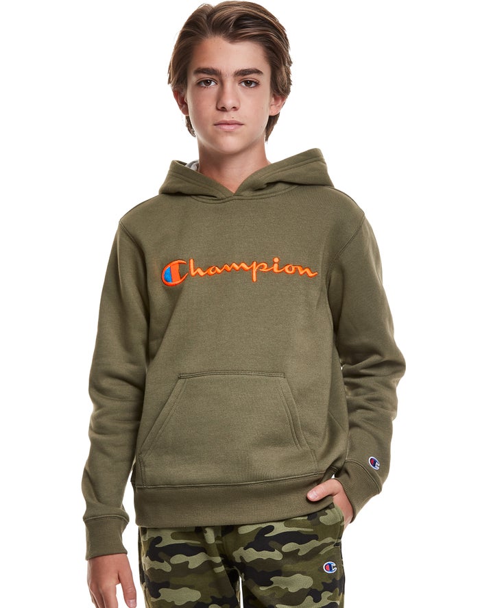 Sudadera Con Capucha Champion Niña - Reverse Weave Embroidered Logo ( Verde Oliva ) 3796154-JK